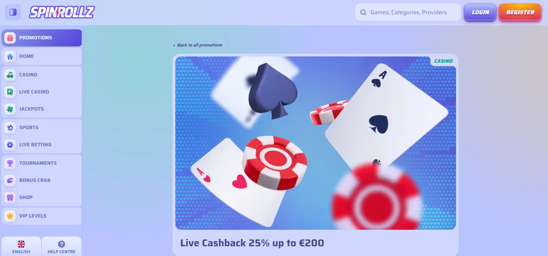 spinrollz live cashback bonus