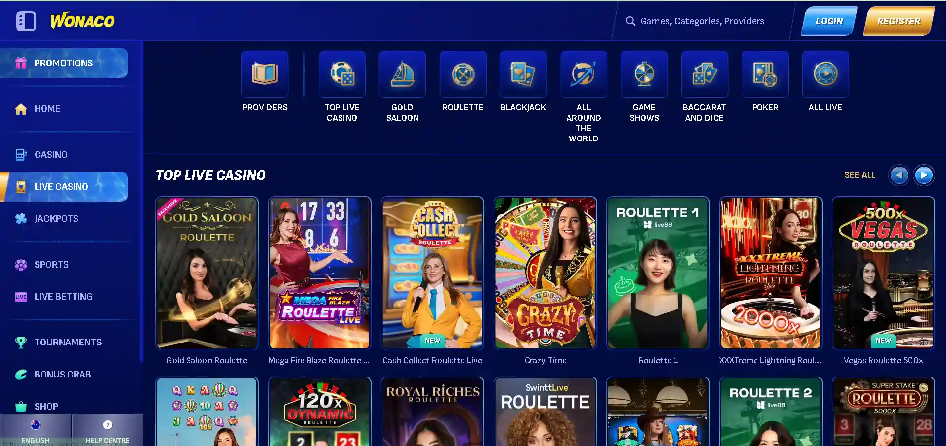 wonaco live casino