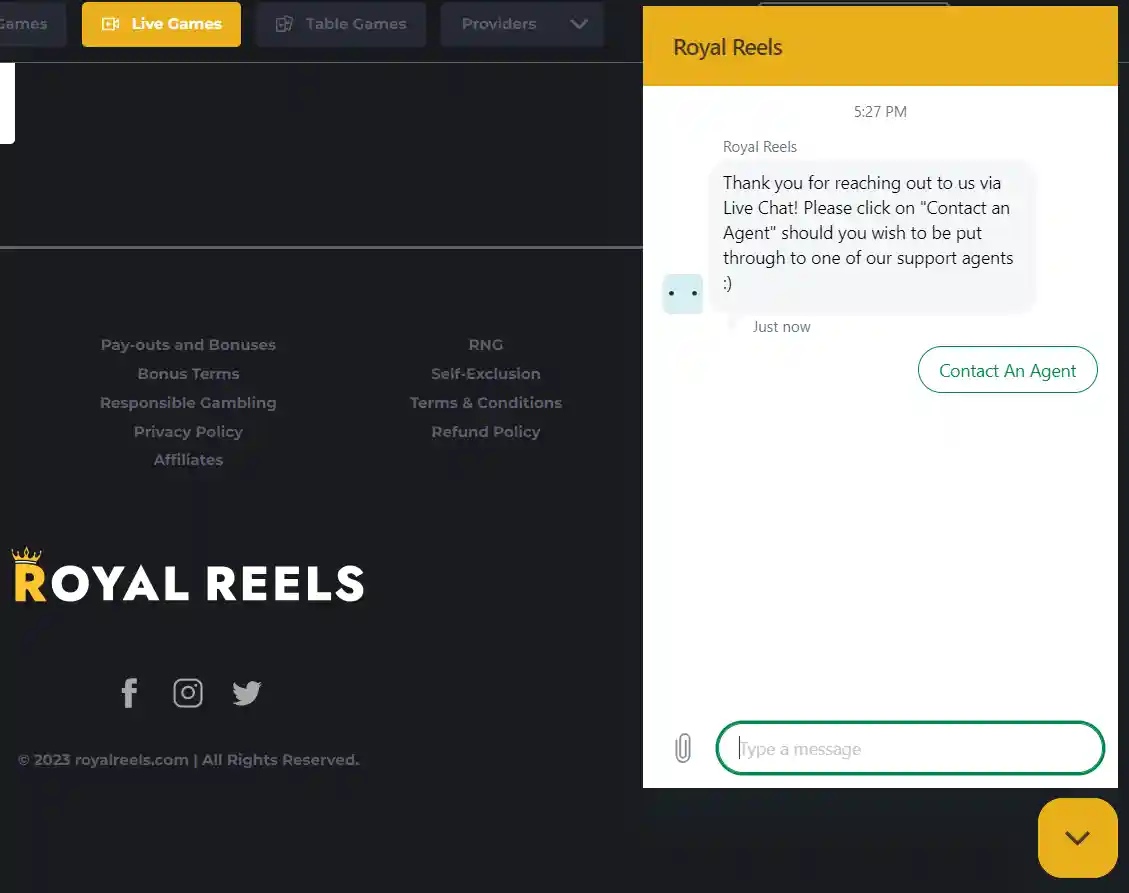 royal reels contact live chat