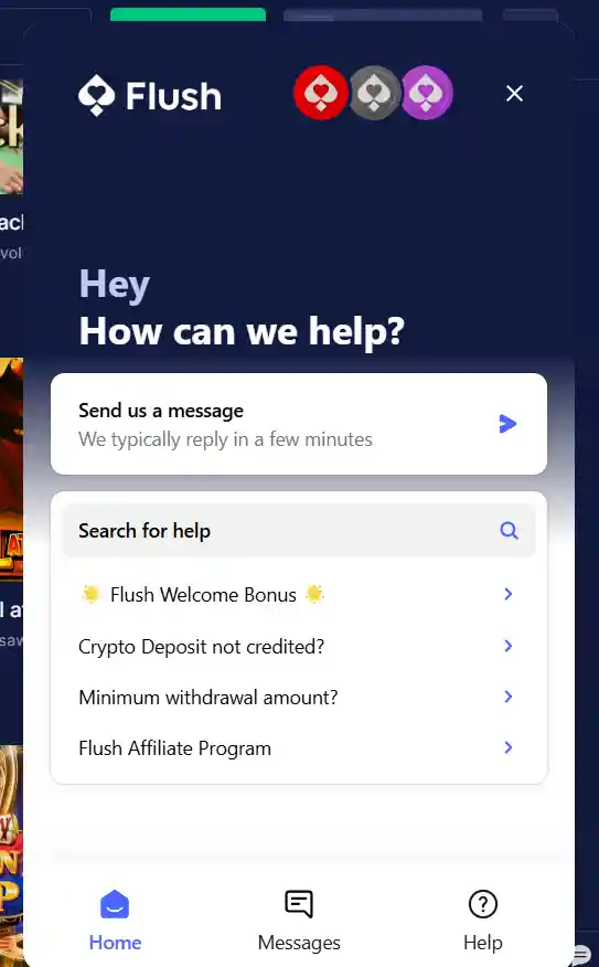flush casino support