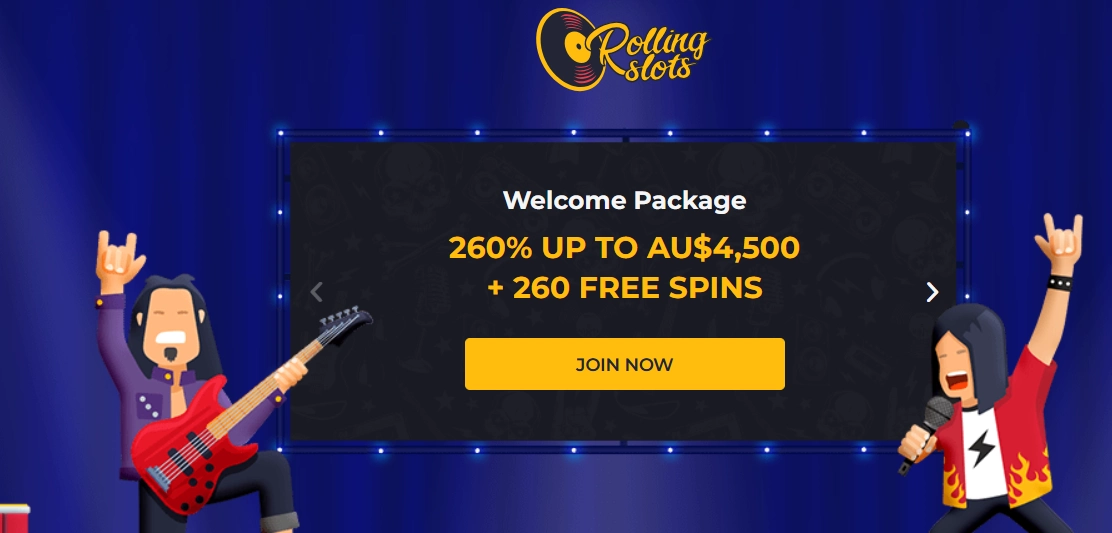 rolling slots casino welcome bonus
