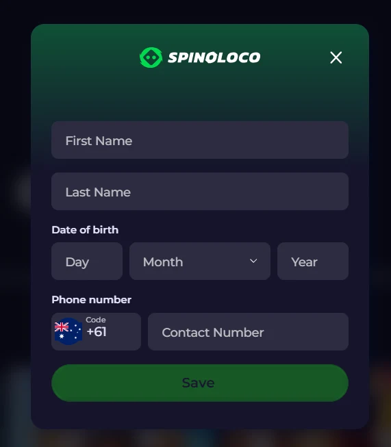 spinoloco registration form data