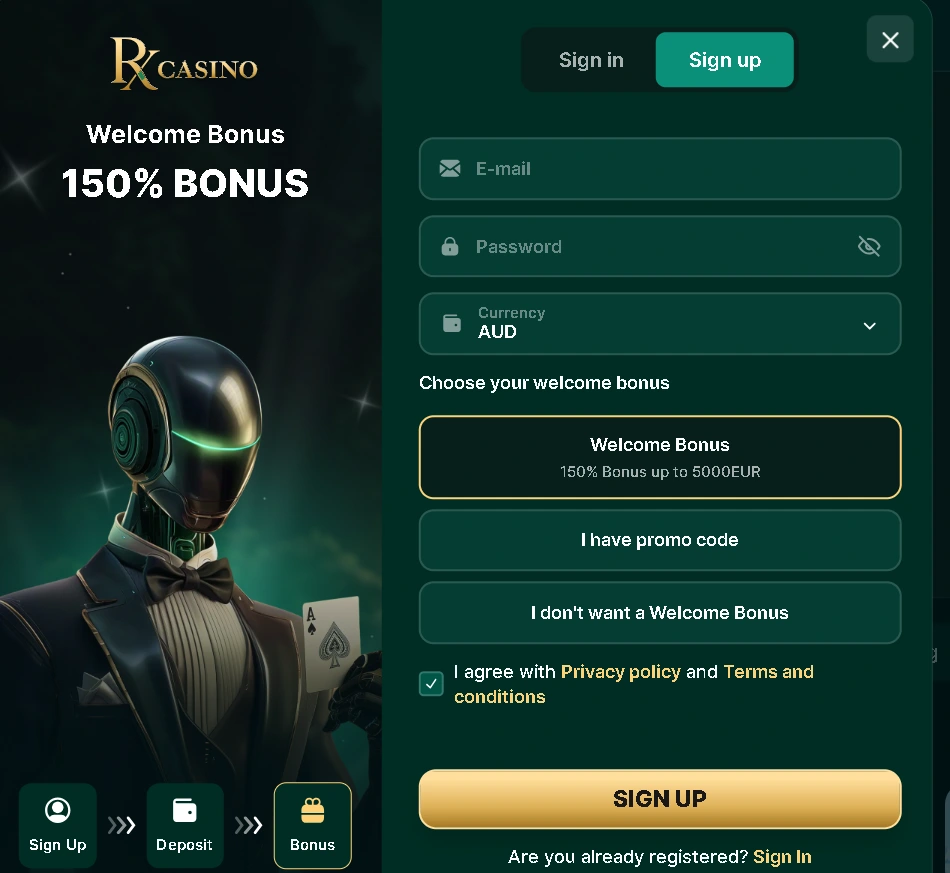 rx casino registration